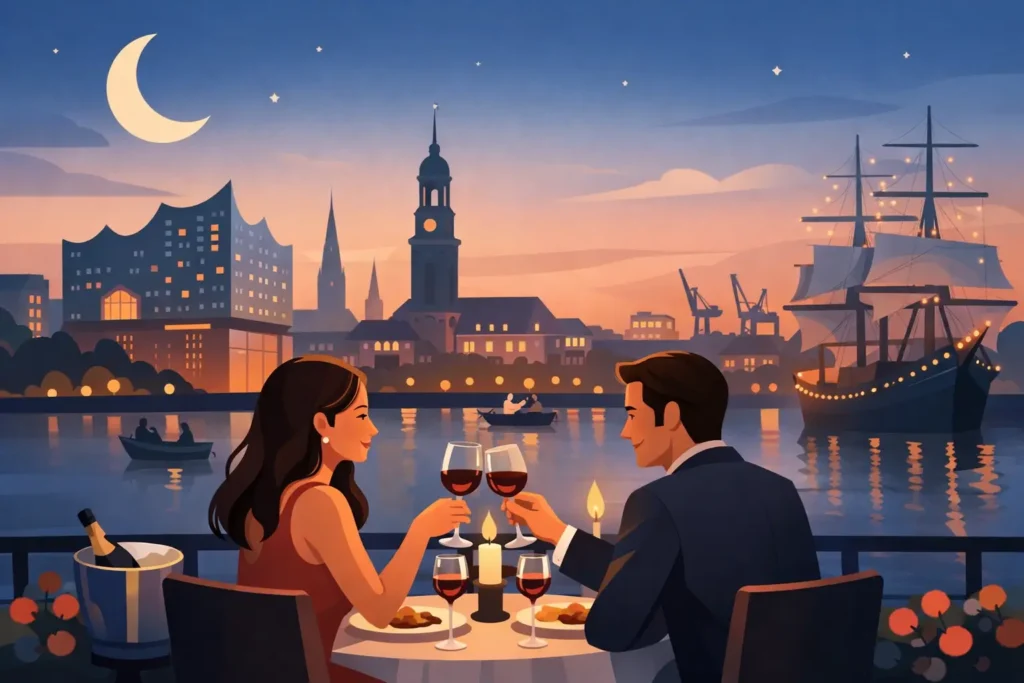Romantisches Dinner in Hamburg genießen