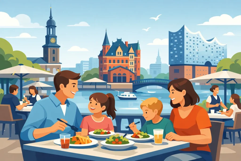 Familienessen in der Hamburger Innenstadt